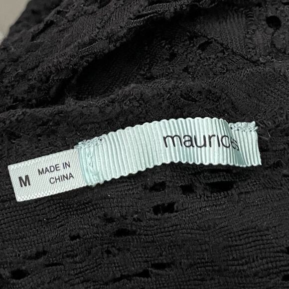 Maurices Lace Top Size M Sheer Black Stretch Whimsigoth Witchy Dark Romantic Y2K - Picture 4 of 7